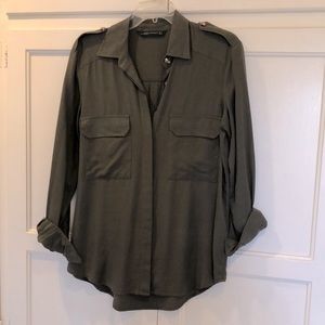 Olive button up shirt, Zara, S